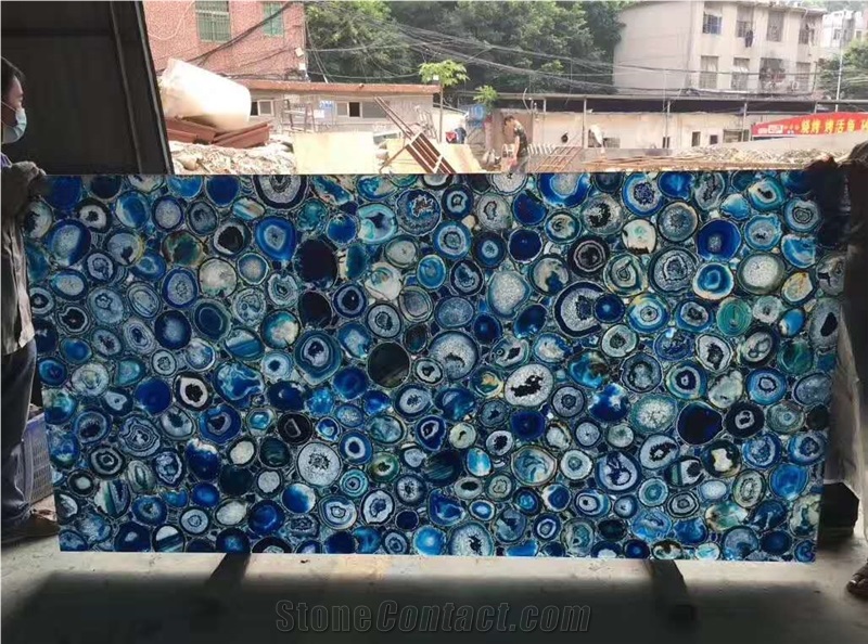Blue Agate Semiprecious Stone Kitchen Worktops