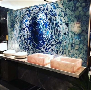 Brazil Blue Agate Polished Semiprecious Stone Slabs