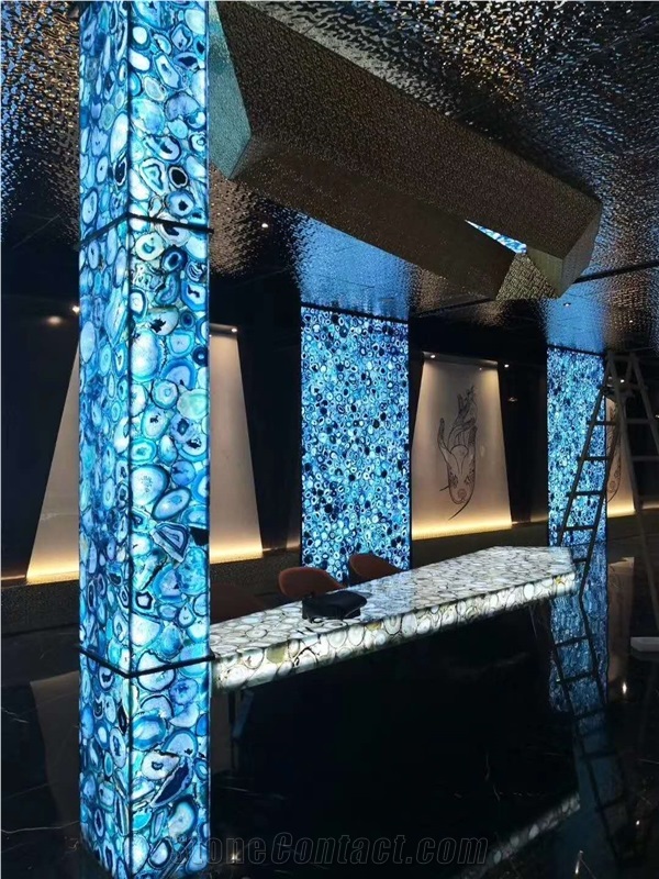Brazil Blue Agate Polished Semiprecious Stone Slabs