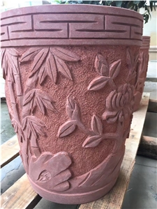 China Sichuan Red Sandstone Landscape Flower Pots