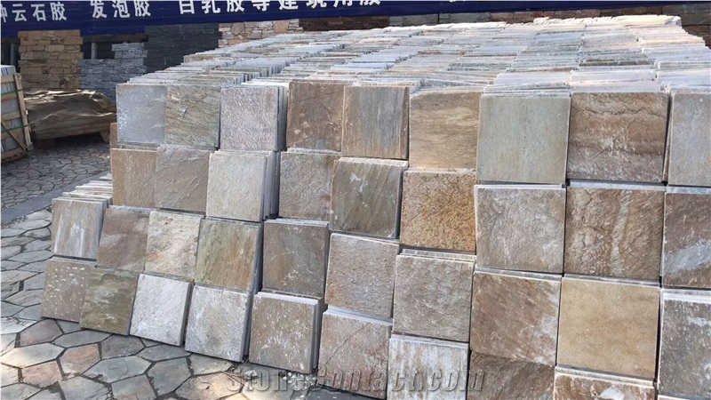 Chinese Natural Yellow Slate Tiles Wall Cladding