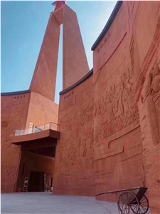 Chinese Sichuan Red Sandstone Engravings & Relievo