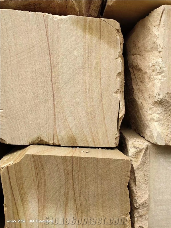 Chinese Yellow or Buff Sandstone Blocks & Rocks