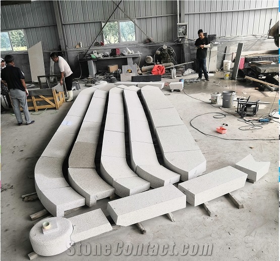 G350 White Rust Stone Steps Granite Bushhammered Stair Steps