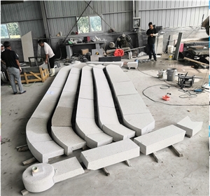 G350 White Rust Stone Steps Granite Bushhammered Stair Steps