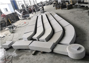 G350 White Rust Stone Steps Granite Bushhammered Stair Steps