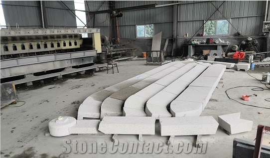 G350 White Rust Stone Steps Granite Bushhammered Stair Steps