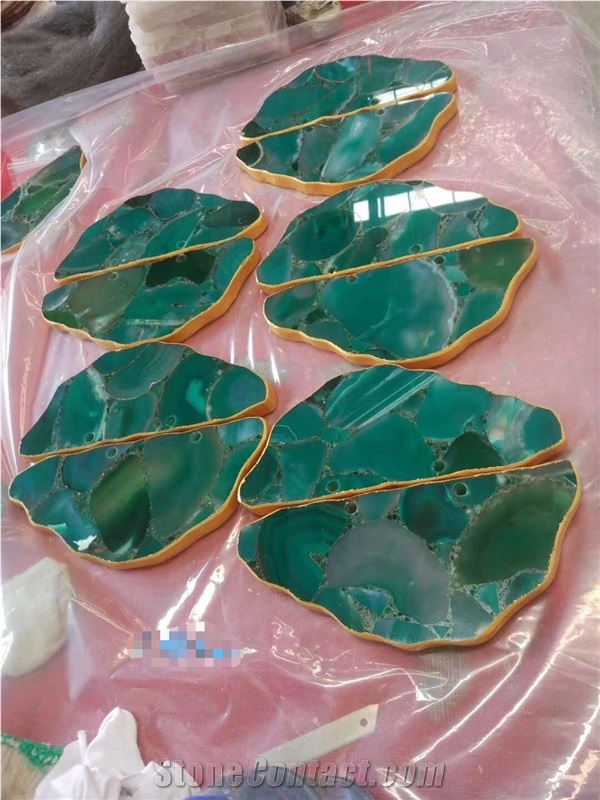 Green Agate Polished Semiprecious Stone Slabs