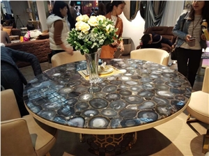 Grey Agate Semiprecious Stone Custom Countertop