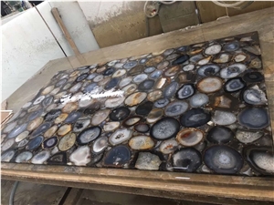 Grey Agate Semiprecious Stone Custom Countertop