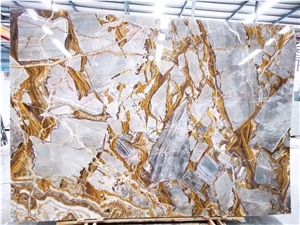 Intelligence Gold Marble Polished Slabs Wall Tiles