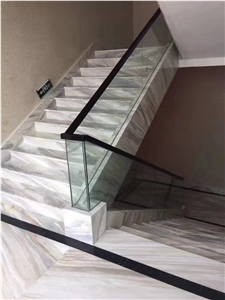 Italy Elegant White Marble Polished Stair Treads
