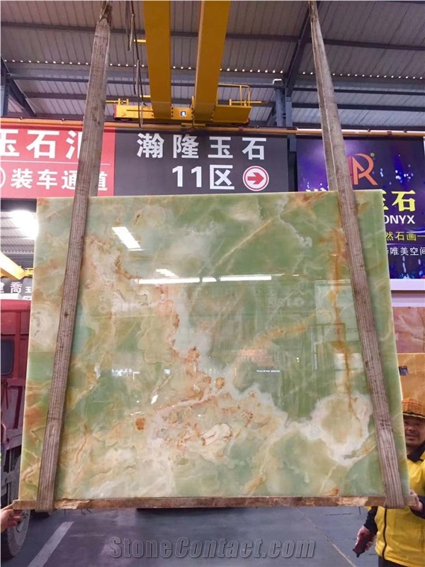 Beautiful Light Green Onyx Slabs-Polished