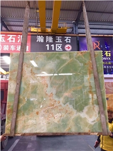 Beautiful Light Green Onyx Slabs-Polished