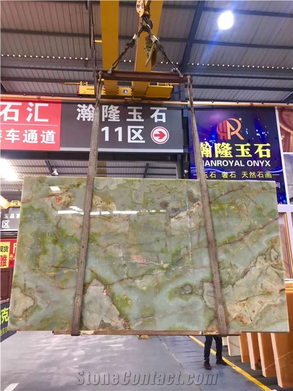 Beautiful Light Green Onyx Slabs-Polished