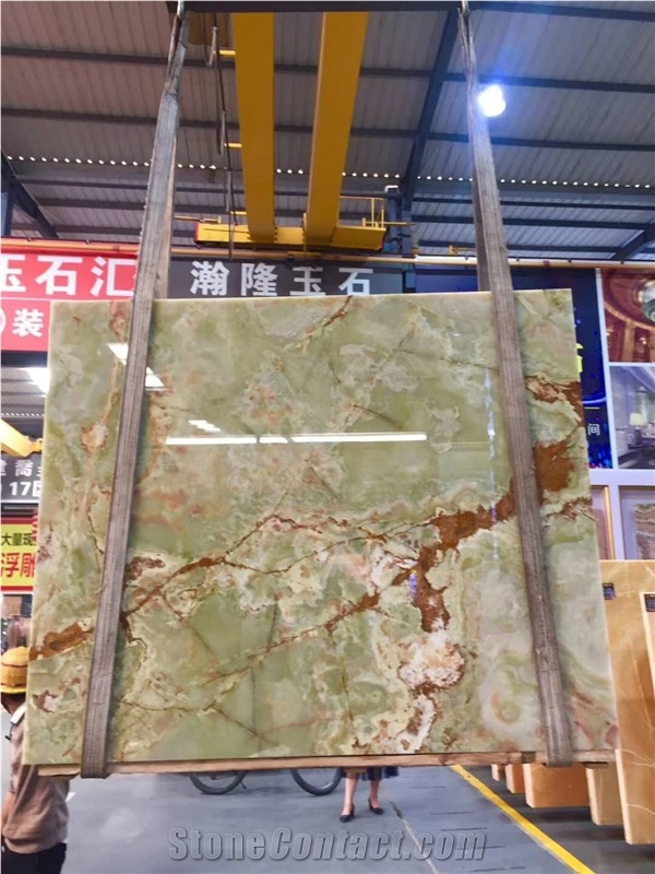 Beautiful Light Green Onyx Slabs-Polished