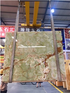 Beautiful Light Green Onyx Slabs-Polished