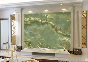 Natural Iran Light Green Onyx Polished Big Slabs