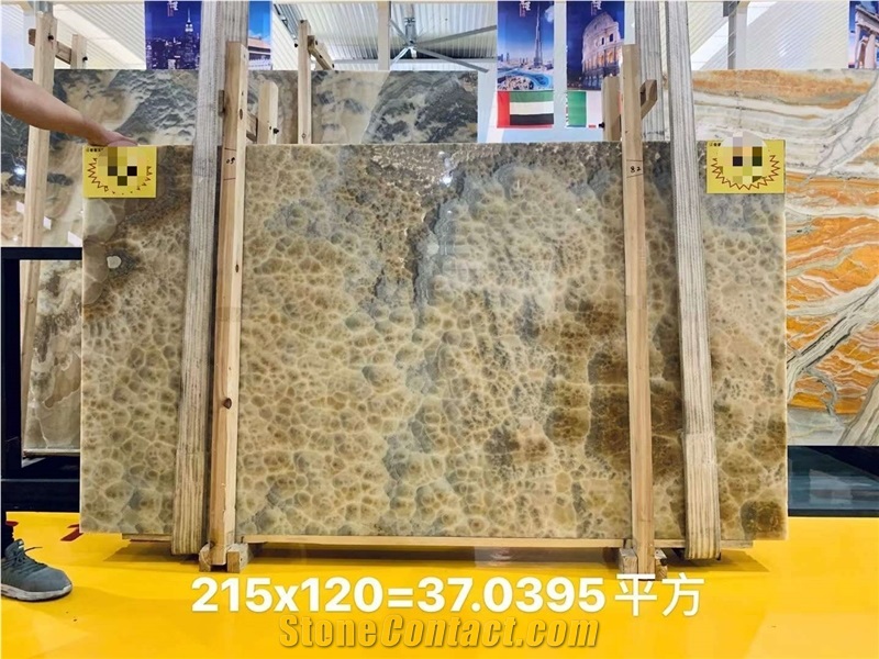Pakistan Tiger Onyx Yellow Polished Big Slabs