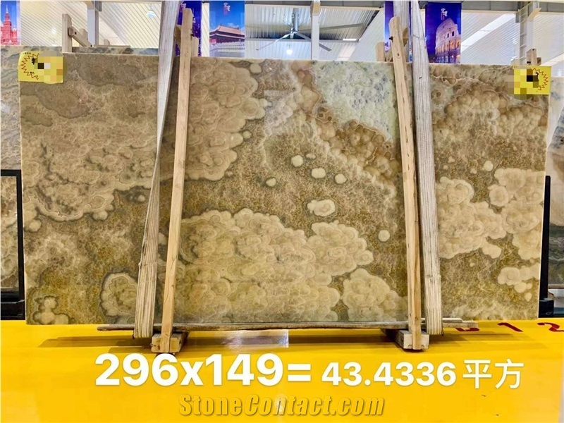 Pakistan Tiger Onyx Yellow Polished Big Slabs