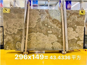 Pakistan Tiger Onyx Yellow Polished Big Slabs
