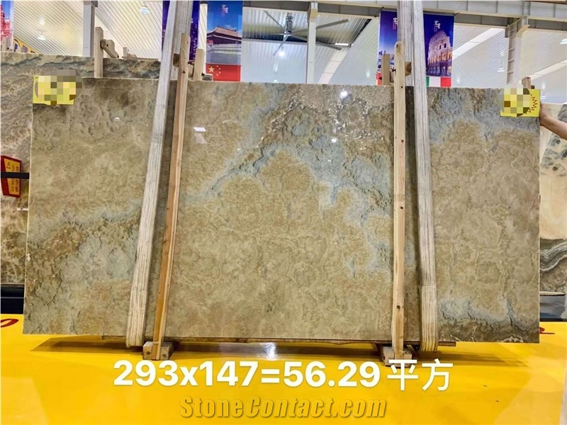 Pakistan Tiger Onyx Yellow Polished Big Slabs
