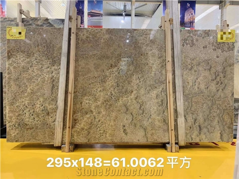 Pakistan Tiger Onyx Yellow Polished Big Slabs