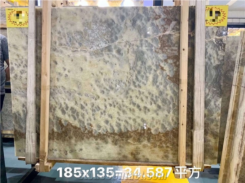 Pakistan Tiger Onyx Yellow Polished Big Slabs