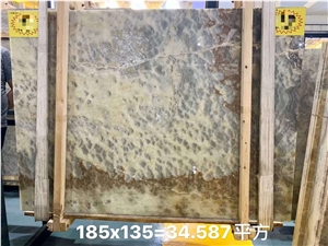 Pakistan Tiger Onyx Yellow Polished Big Slabs