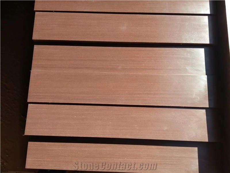 Sichuan Red Wood Grain Sandstone Honed Slabs