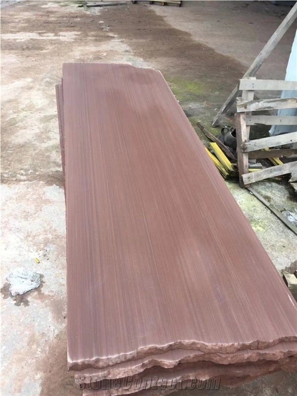 Sichuan Red Wood Grain Sandstone Honed Slabs