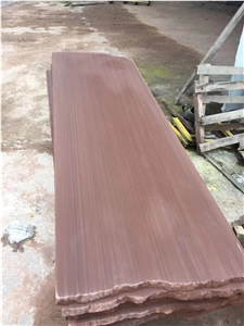 Sichuan Red Wood Grain Sandstone Honed Slabs