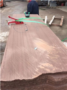 Sichuan Red Wood Grain Sandstone Honed Slabs