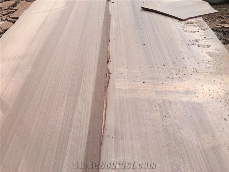 Sichuan Red Wood Grain Sandstone Honed Slabs