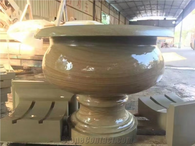 Sichuan Yellow Sandstone Polished Flower Pots