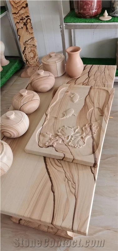 Sichuan Yellow Woodgrain Sandstone Tea Tables