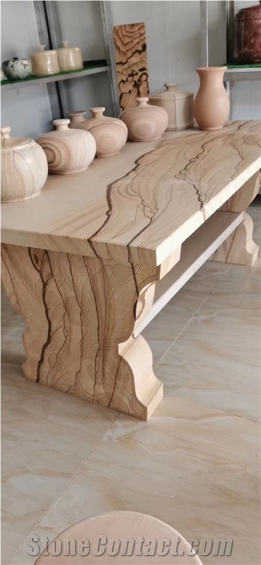 Sichuan Yellow Woodgrain Sandstone Tea Tables
