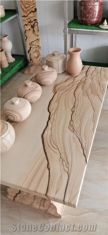 Sichuan Yellow Woodgrain Sandstone Tea Tables