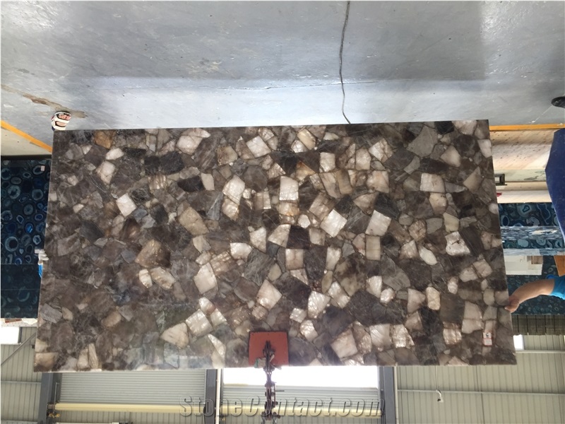 Smoky Crystal Polished Semiprecious Stone Slabs
