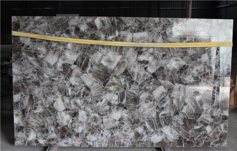 Smoky Crystal Polished Semiprecious Stone Slabs