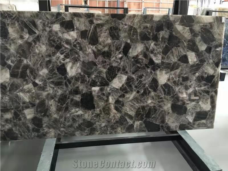 Smoky Crystal Polished Semiprecious Stone Slabs