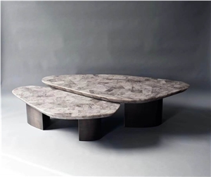 Smoky Crystal Polished Semiprecious Stone Slabs