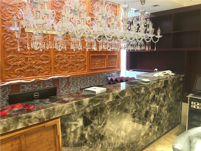 Smoky Crystal Polished Semiprecious Stone Slabs