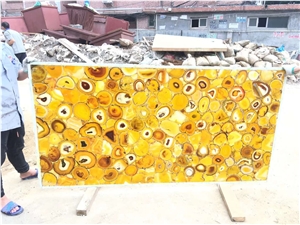 Yellow Agate Polished Semiprecious Stone Slabs