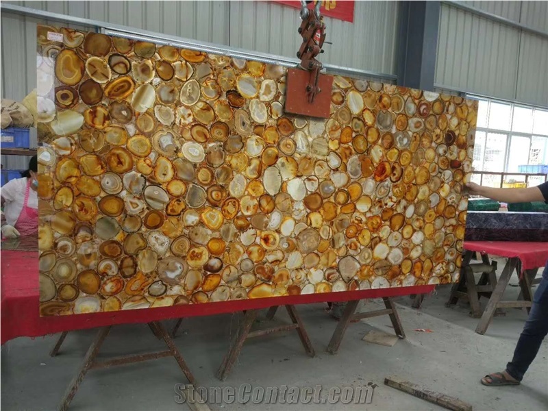 Yellow Agate Polished Semiprecious Stone Slabs
