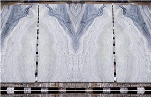 Blue Storm Marble Tiles, Booktmatched Slabs Blue Storm Marble Tiles, Booktmatched Slabs