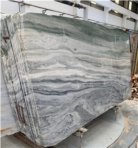 Blue Storm Marble Tiles, Booktmatched Slabs