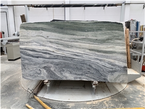 Blue Storm Marble Tiles, Booktmatched Slabs
