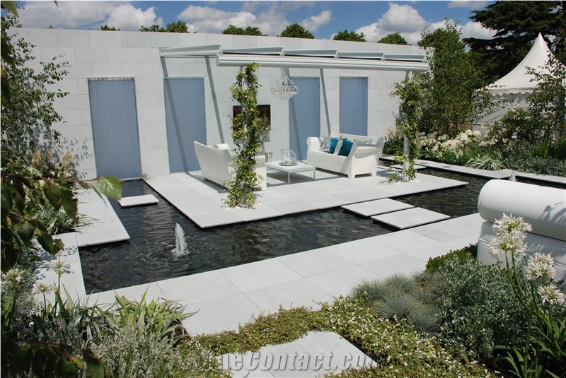 Azure Sandblasted Limestone Tiles