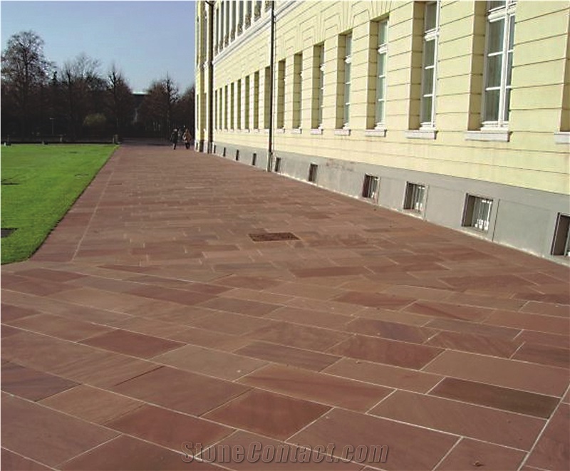 Burgundy Honed Mandana Red Sandstone Paving Tiles